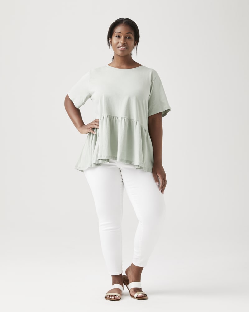 Plus size model with pear body shape wearing Turner Peplum Hem Tee by BOBEAU | Dia&Co | dia_product_style_image_id:133791